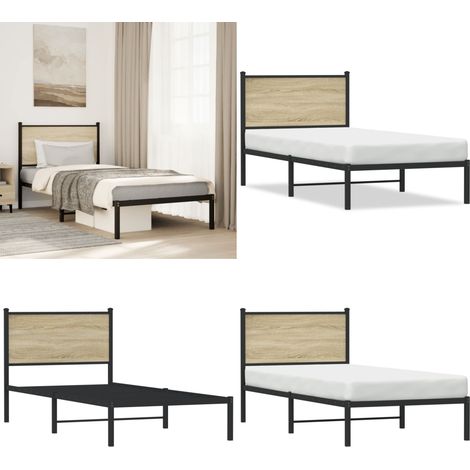 Metallbett ohne Matratze Sonoma-Eiche 90x190 cm - Metallbett - Doppelbett - Boxspringbetten - Bettsofa - Schlafsystem - Home & Living (1/5)