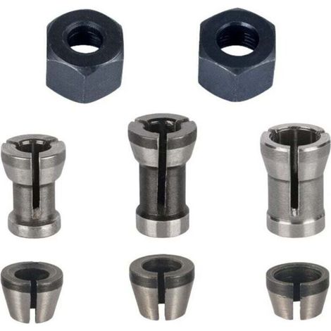 Mandrin de Fraiseuse - Lot de 8, Collet Mandrin Affleureuse (6 mm, 6.35 mm, 8 mm), Pince de Serrage Defonceuse (1/4)