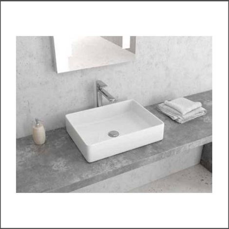 Lavabo bagno appoggio 47cm design moderno ceramica modello Litos-0003 kamalu (1/2)