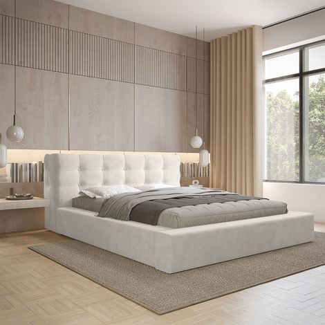 Polsterbett Doppelbett ANTONIO Komplettset 160x200cm in Stoff Ditra Creme (1/5)