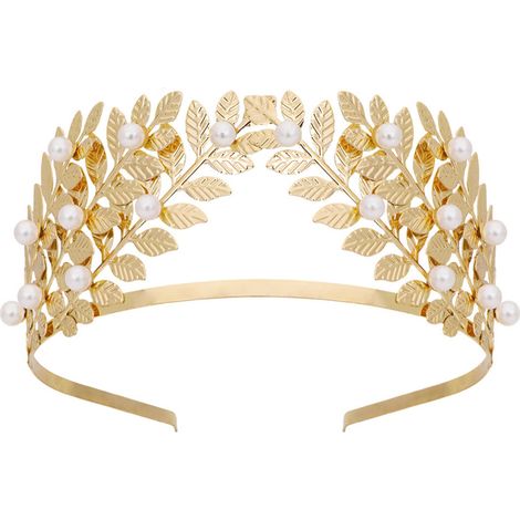 Fascia per capelli in metallo con perle da sposa, fascia sagomata