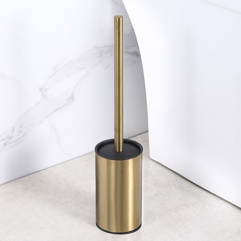 Lntyq Runder Toilettenbürstenhalter aus goldenem Edelstahl, freistehend, für Badezimmer (Gold) (1/5)