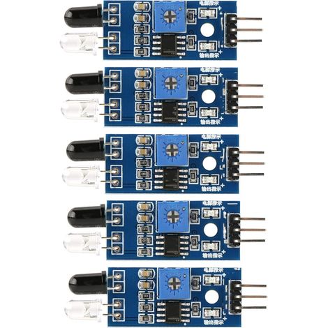 Capteur Infrarouge Anti-Obstacle 5 Pièces, Module Évitement d’Obstacles IR 2-60cm 3.3-5V pour Robot Intelligence Smart Car (1/5)