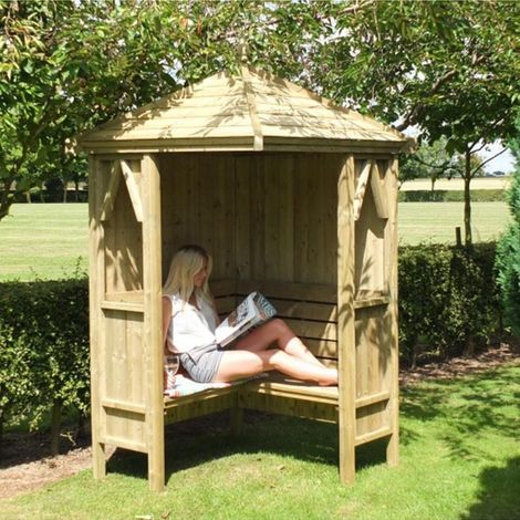 Classic Corner Arbour Garden Arch Seat Approx 4 x 4 Feet (1/4)