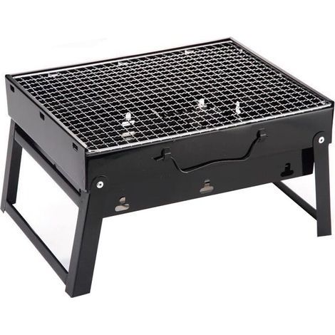 Barbecue au charbon portatif, Acier/Acier inoxydable, Noir (1/5)