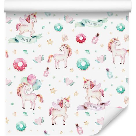 Bellissima carta da parati con unicorni per soggiorno e camera da letto, 50x1000 cm (1/5)