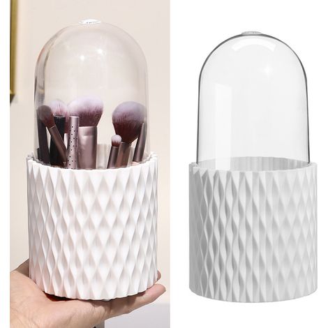 Rangement pinceaux maquillage en plastique anti-poussière pivotant support pinceaux pour coiffeuse salle de bain (1/4)
