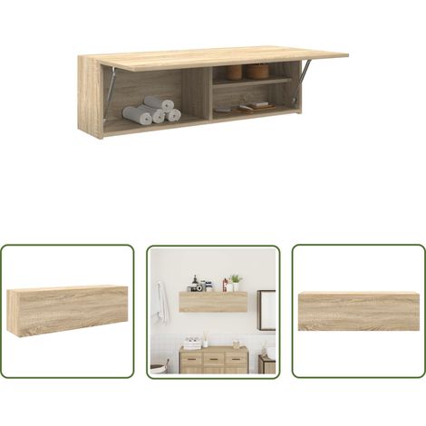 vidaXL Bad-Wandschrank Sonoma-Eiche 100x25x30 cm Holzwerkstoff (1/5)