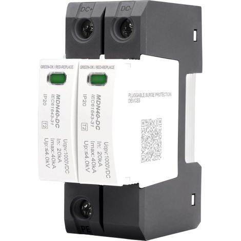 Parafoudre Type T2 Dispositif de Protection Contre Les Surtensions 2P 20kA-40kA DC1000V parasurtenseur parafoudre domestique Montage sur Rail DIN Protection contre la foudre (1/5)