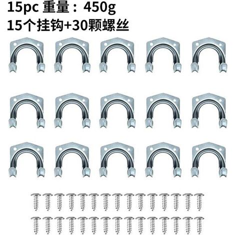 Lot de 15 crochets muraux robustes pour abri de jardin, crochets de rangement en aluminium et métal avec 30 vis, durables et antirouille, pour outils, vélos et échelles. (1/4)