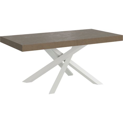 Tavolo allungabile 200/304x90 cm Volantis tortora gambe bianche