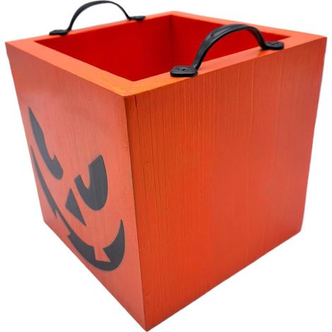Halloween Treat Box - 6,97 pouces Conteneur de bonbons en bois pour les faveurs de fête, cadeau de vacances avec une forme carrée, boîte de rangement pour la salle de classe Gatering Birthday (1/5)