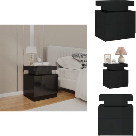 Nachttisch Hochglanz-Schwarz 45x35x52 cm Holzwerkstoff - Nachtisch - Nachttisch Schwarz - Wohnzimmer Deko - Holzwerkstoff Tisch - Sideboard (1/5)