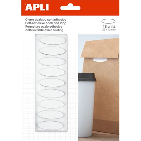 B. 18U CIERRE OVAL. ADH. APLI 35X12 VELCRO BL