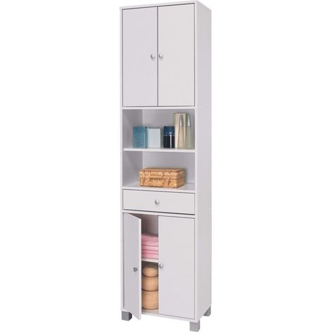 Columna de baño Bikini Armario Blanco Aseo con Cajón Alta Capacidad de Almacenaje 196x51x33 (1/5)