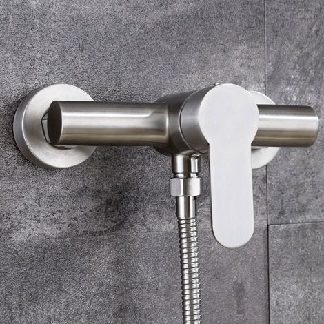 Mitigeur de douche mural en acier inoxydable avec levier unique pour eau froide et eau chaude