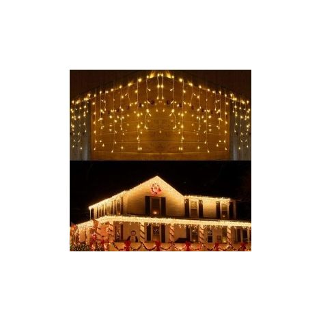 TENDA LUMINOSA NATALIZIA CASCATA DA ESTERNO LUCI DI NATALE 250/300LED 10 METRI LUCE BIANCO CALDO (1/4)