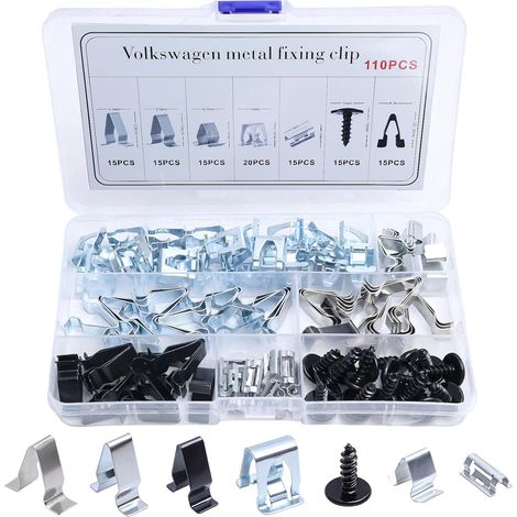 110 Pièces Clips de Fixation Voiture, Clips de fixation en métal pour garniture intérieure de porte avant de voiture, clips de fixation pour console avant de voiture, Adaptés à la Plupart des (1/5)