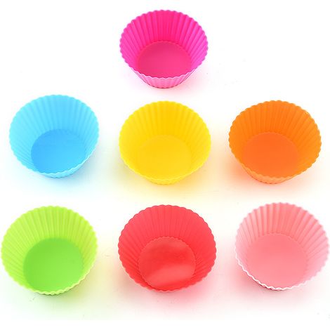 Moules à pâtisserie en silicone, moules à muffins réutilisables, moules à cupcakes, lot de 7 (1/5)
