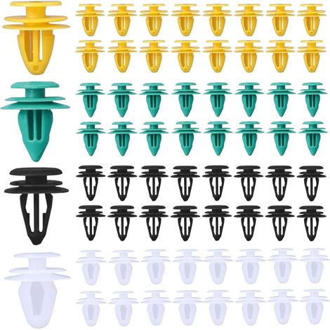60 Pièces Clips de Fixation Voiture Plastique 4 Tailles 8-10mm, Clips Voiture,Clips Plastique Voiture,Agrafe Carrosserie,Clips de Garniture de Voiture Universels pour Panneaux de Portes Auto (1/5)