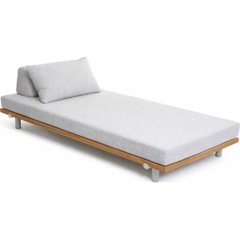 KLULK Lettino Da Esterno Bali in Alluminio Verniciato con Rivestimento In Legno, Cuscino e Schienale  Sfoderabili e Lavabili, Quick Dry Foam,190X95X69 Cm