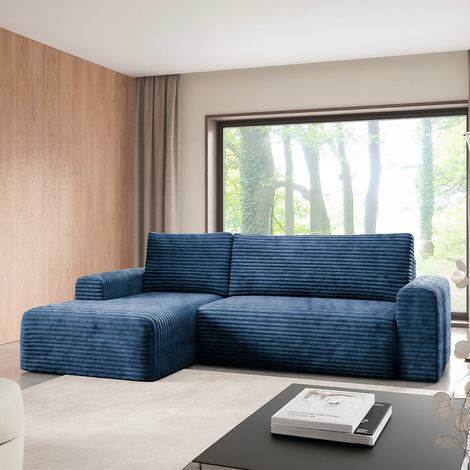 3-Sitzer-Ecksofa links mit Schlaffunktion und Stauraum Romeo Dunkelblau (1/5)