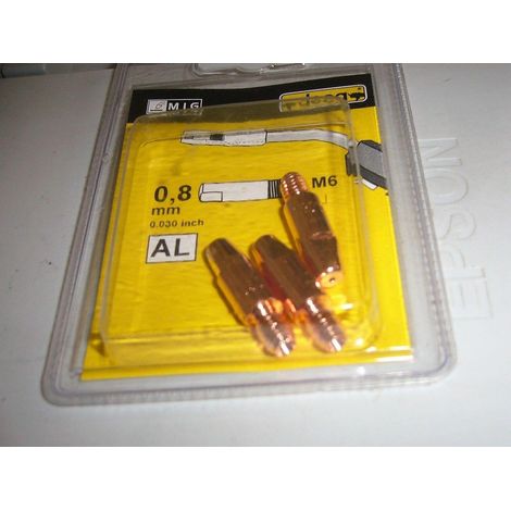 3 TUBETTI DI CONTATTO PORTACORRENTE UGELLO DA 0,8 ALLUMINIO  DECA 010256 (1/2)