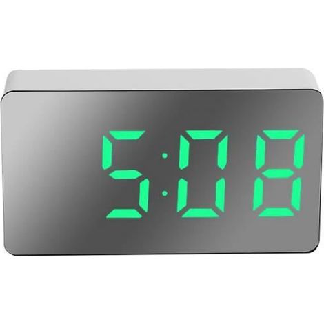 Horloge miroir LED couleur verte (1/4)