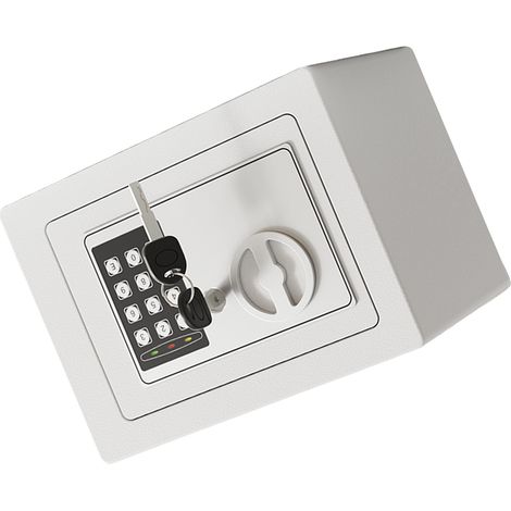 Coffre-fort mural ignifugé et étanche + pochette pour documents avec clavier et 2 clés de rechange - Sécurité numérique pour documents, argent, or, bijoux et objets de valeur - Blanc perle (0,17 pied (1/5)
