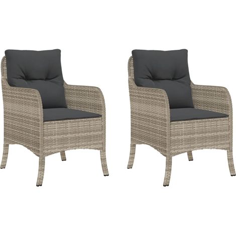 Maison Exclusive - Sedie da Giardino con Cuscini 2 pz Grigio Chiaro in Polyrattan