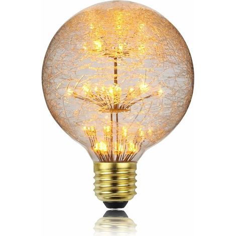 Led Ampoule Vintage Ampoule RGB Feu D'artifice Edison Ampoule G95 3W 220/240V E27 Ampoule Décorative (Feu d'artifice en fibre de verre) (1/5)