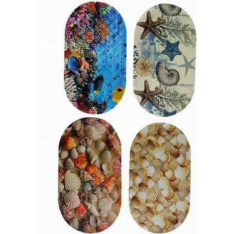 Trade Shop - Alfombra De Baño Antideslizante Tema Marino Conchas 38x69cm 59501 - (1/2)