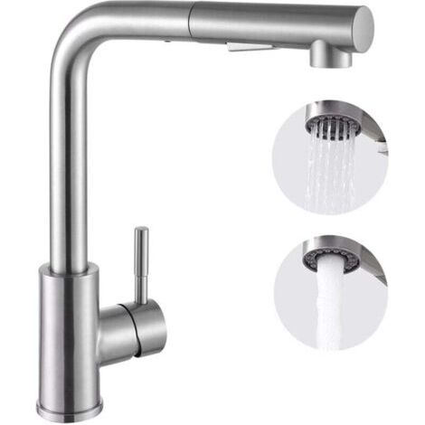 Mitigeur de Cuisine Pivotant à 360 ° avec Douchette Extractible, Robinet de Cuisine 2 Modes de Pulvérisation, Mitigeur évier de Cuisine en Acier Inoxydable,Froide / Chaud Disponible Mitigeur de cuisin (1/4)