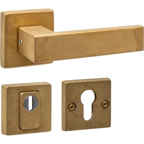 Jeu de quincaillerie de porte arrière Amsterdam Carré en laiton culbuté - 0011.405727