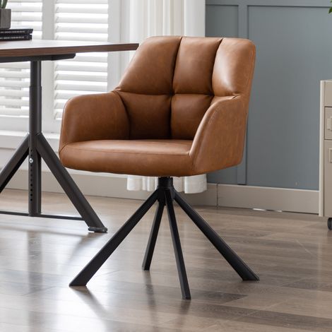 Wahson Chaise de Bureau Pivotante, Bureau avec Accoudoirs Fauteuil Bureau en Similicuir pour Chambre et Bureau, Marron (1/5)