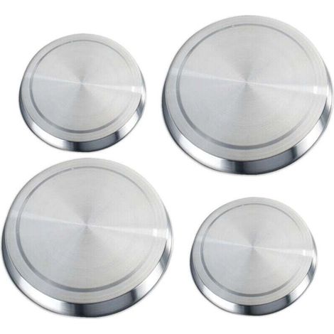 Protection Cuisinière électrique, couvre plaque en acier, Lot de 4, Acier inox, ø16 et 20 cm, mat- (1/4)