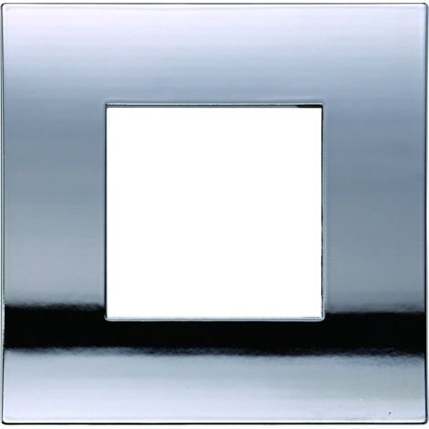 Placca Plastica ETTROIT Serie Venus 2 Posti/Moduli 502 Compatibile Con Vimar Arke, 14 Colori Disponibili (Cromato Lucido)