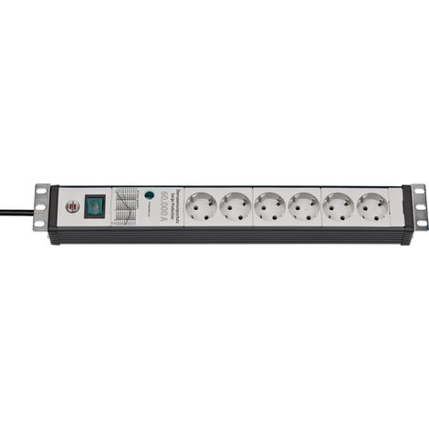 Brennenstuhl  Premium-Line  60.000A  regleta  de protección  contra  sobretensiones  de  6  enchufes  negro/gris  claro  3  m  H05VV-F  3G1,5  formato  19"  -  1156057696 (1/2)