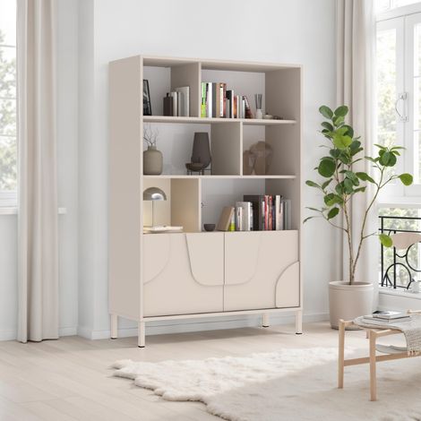 Meuble bibliothèque moderne avec casiers beige EROS (1/5)