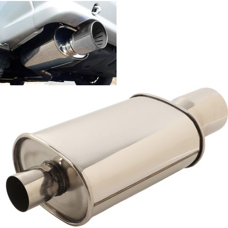 63 mm / 2,5 Zoll Edelstahl-Flachschalldämpfer für Fahrzeugmodifikationen (Teilenummer: XH-EP051-SL) (Übergröße) (Übergewicht) (1/5)
