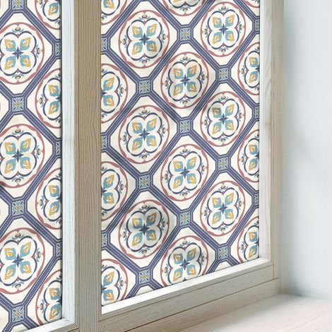 Fensterfolie 100x116 cm Dekorfolie Blickdicht Folie für Badezimmer Büro Sichtschutz Fenster Milchglas PVC Dekorativ Selbstklebend Fliesenmuster