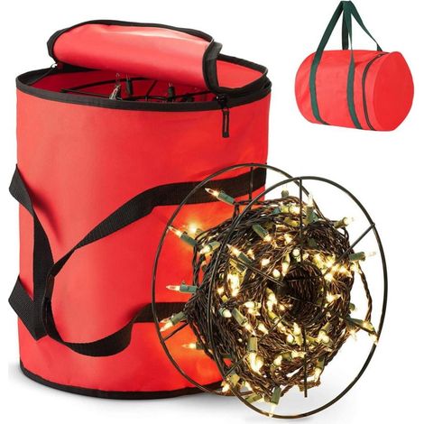 Enrouleur Pour Guirlandes Lumineuses - Support Métallique Robuste - Sac De Transport Festif Inclus - 3 Rouleaux Métalliques - Pour Décoration De Noël (1/5)