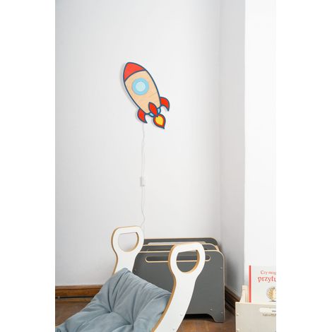 Lampada in legno a forma di razzo per la cameretta dei bambini - lampada da notte per bambini - tupti.lights (1/5)