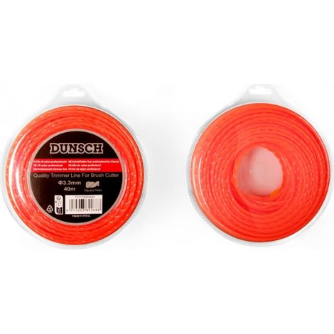 Fil débroussailleuse hélicoïdal carré 3,3mm 40m - DUNSCH 7311330040H