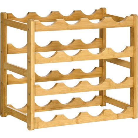 Range bouteille bambou-16 bouteilles-design élégant naturel-Cuisine et salon-43x23,5x38cm (1/5)