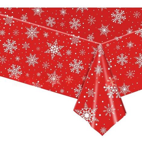 Nappes de Noël Rouges Flocons de Neige Flocons de Neige Nappe de fête de Noël Nappe de Noël Décoration de Table Vacances d'hiver Fourniture de fête 130 x 220 cm (1/5)