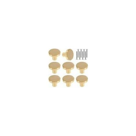 Round brass door knobs, solid brass cabinet knobs, round vintage furniture handles with screws for wardrobes, cabinets, drawers, 20 x 25 mm (8 pieces) (1/4)