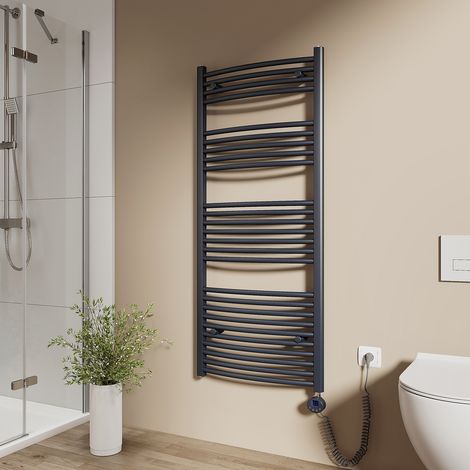 EMKE Elektrischer Handtuchheizkörper 140x60cm 600W Handtuchtrockner mit heizstab WLAN-fähig mit TUYA/Smart Life App, Google Home & Alexa, 4 Heizmodi, Fenstererkennung, Kindersicherung Anthrazitgrau
