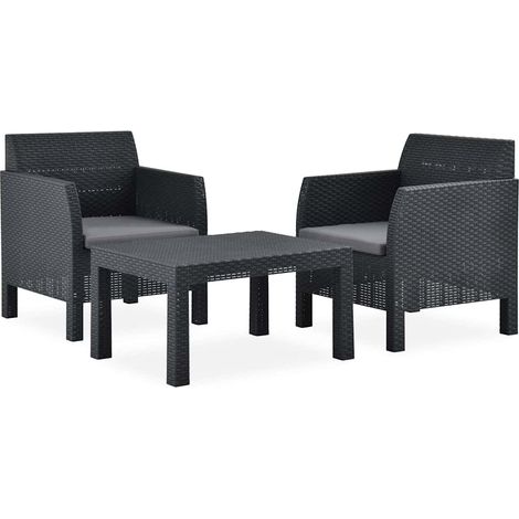 Maison Exclusive - Set Divani da Giardino 3 pz con Cuscini in Rattan PP Antracite (1/5)