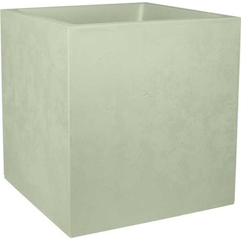 Pot de fleur carré Basalt 39,5 x H.43,5 cm - Vert amande- Eda